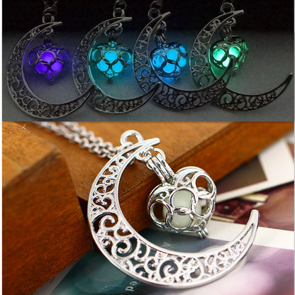 Hollow Moon & Heart Choker Necklace